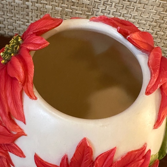 🎄🌟2xHP🌟VTG 2000s Poinsettia Bonded Marble Table Vase Hand-Painted Ibis & Orchid - Picture 9 of 12